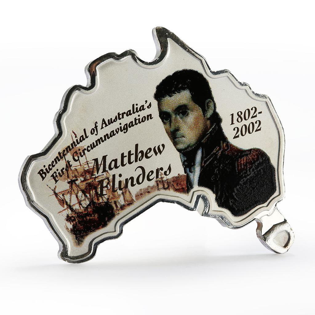 Uganda 5000 shillings Matthew Flinders proof silver coin 2002