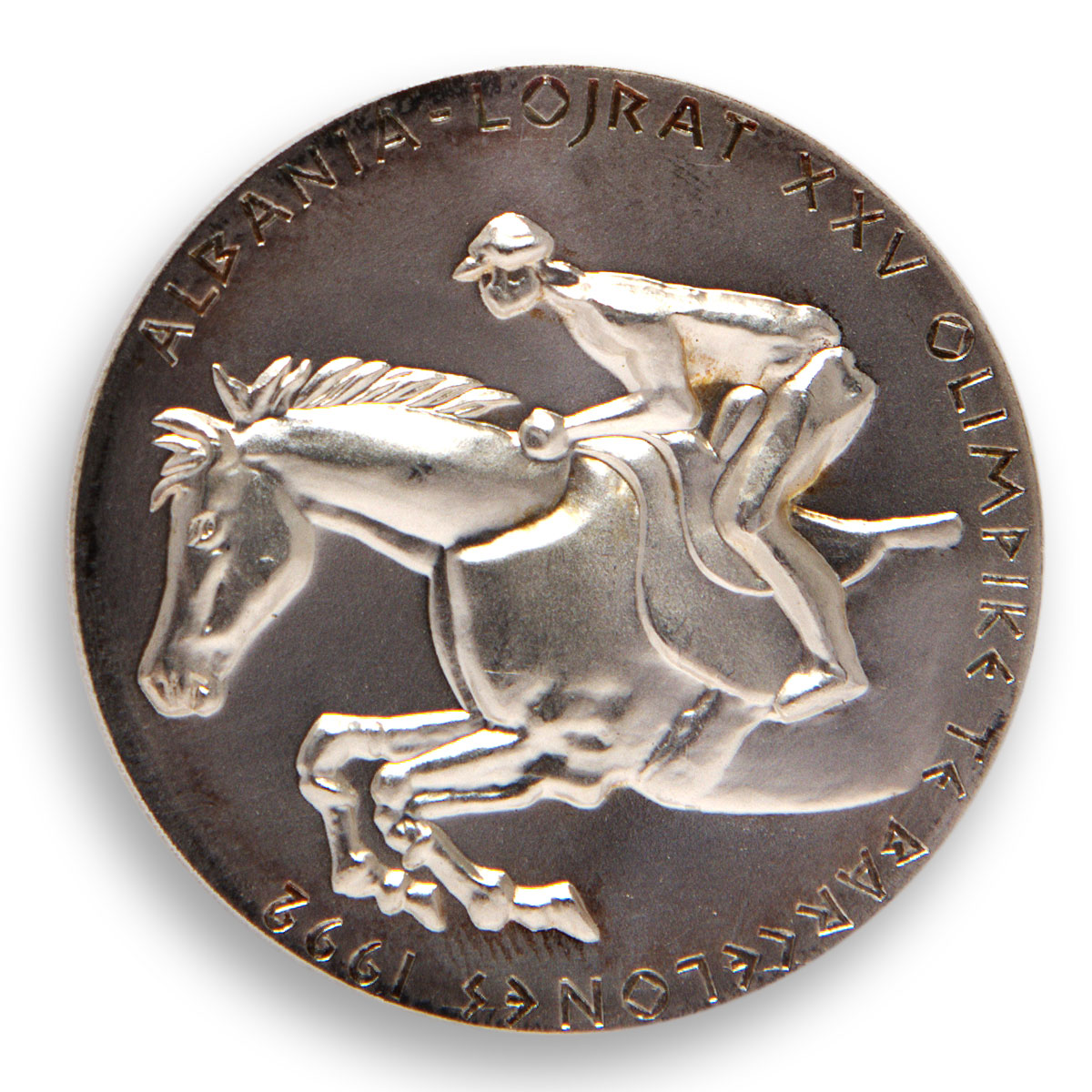 Albania 10 leke Equerestian Horse and rider Relief PCGS MS66 silver coin 1991