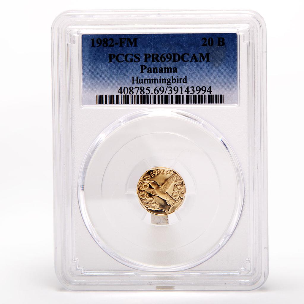 Panama 20 balboas Conservation Wildlife Humming Bird PR69 PCGS gold coin 1982