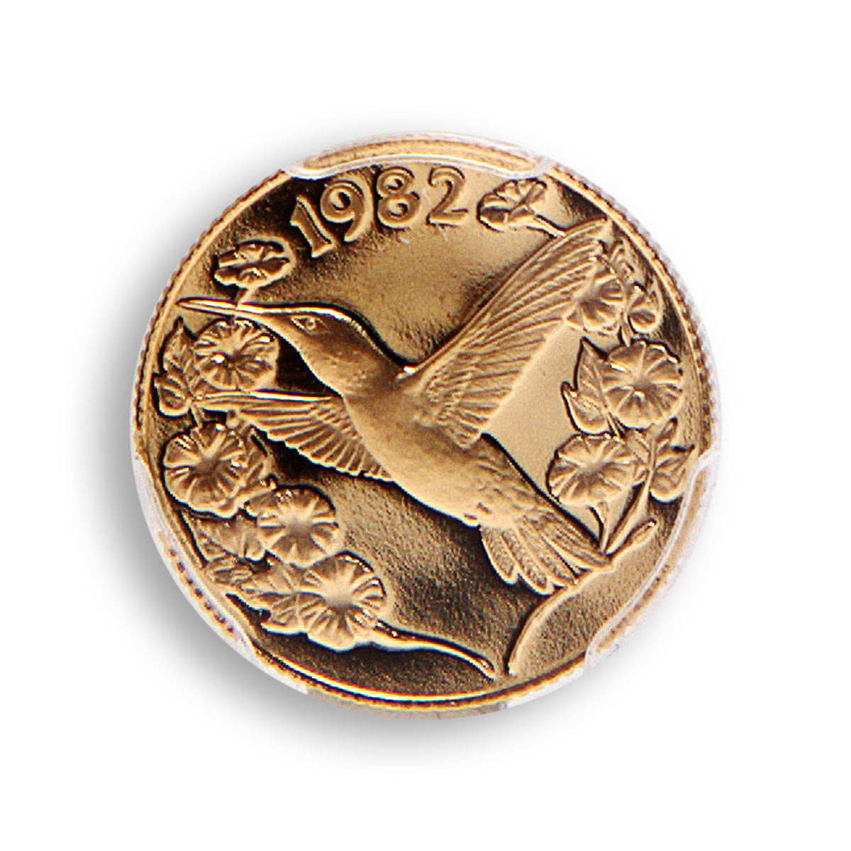 Panama 20 balboas Hummingbird PCGS PR69 gold coin 1982