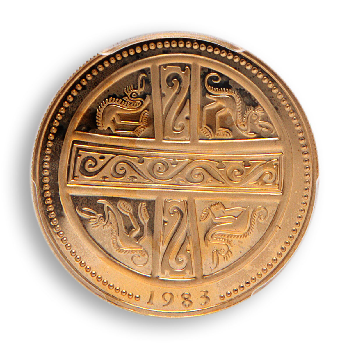 Panama 100 balboas Pre-Columbian Art Cocie style birds PCGS PR68 gold coin 1983