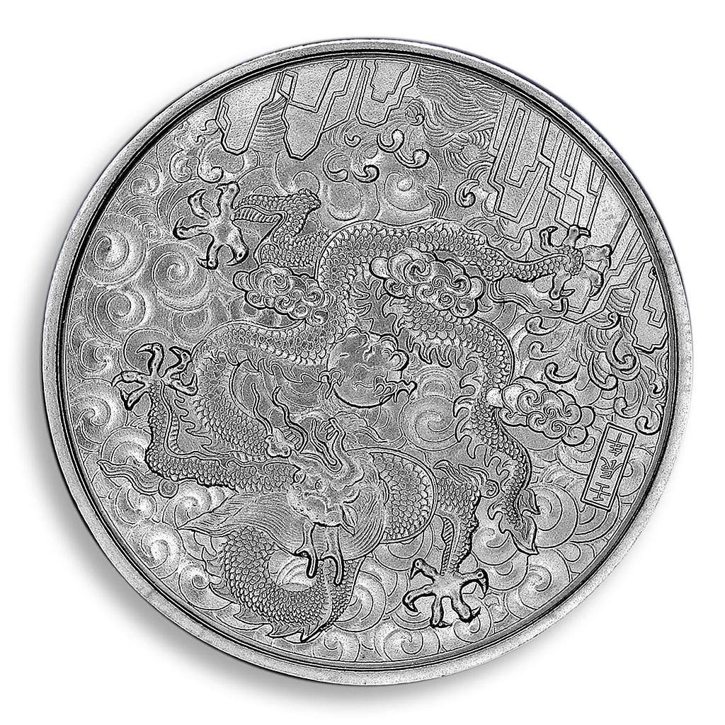 Chinese Dragon Year, Silver Plated Coin, Long Dance, Lucky Coin, Token, Medal