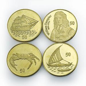 Christmas Island Australia William Dampier ship sailboat crab set 4 coins 2016