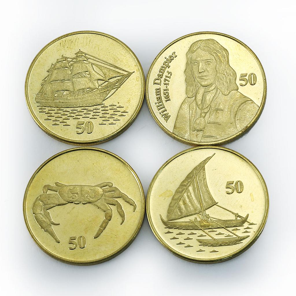 Christmas Island Australia William Dampier ship sailboat crab set 4 coins 2016