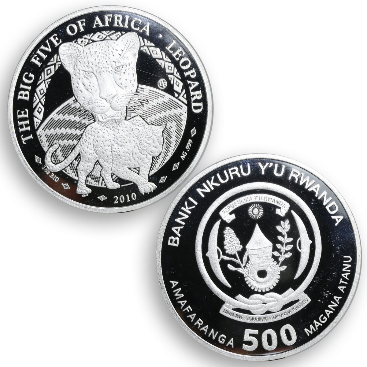 Rwanda 500 francs set of 5 coins The Big Five of Africa silver proof coin 2010