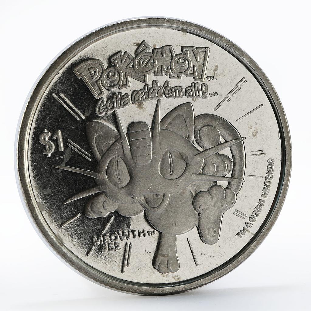 Niue 1 dollar Pokemon Meowth copper-nickel coin 2001