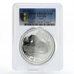 Australia 1 dollar Year of the Tiger PR69 PCGS silver proof 2010