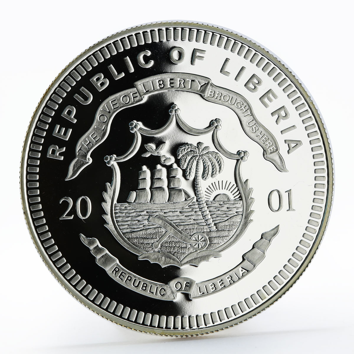 Liberia 20 dollars Year of the Snake silver proof coin 2001