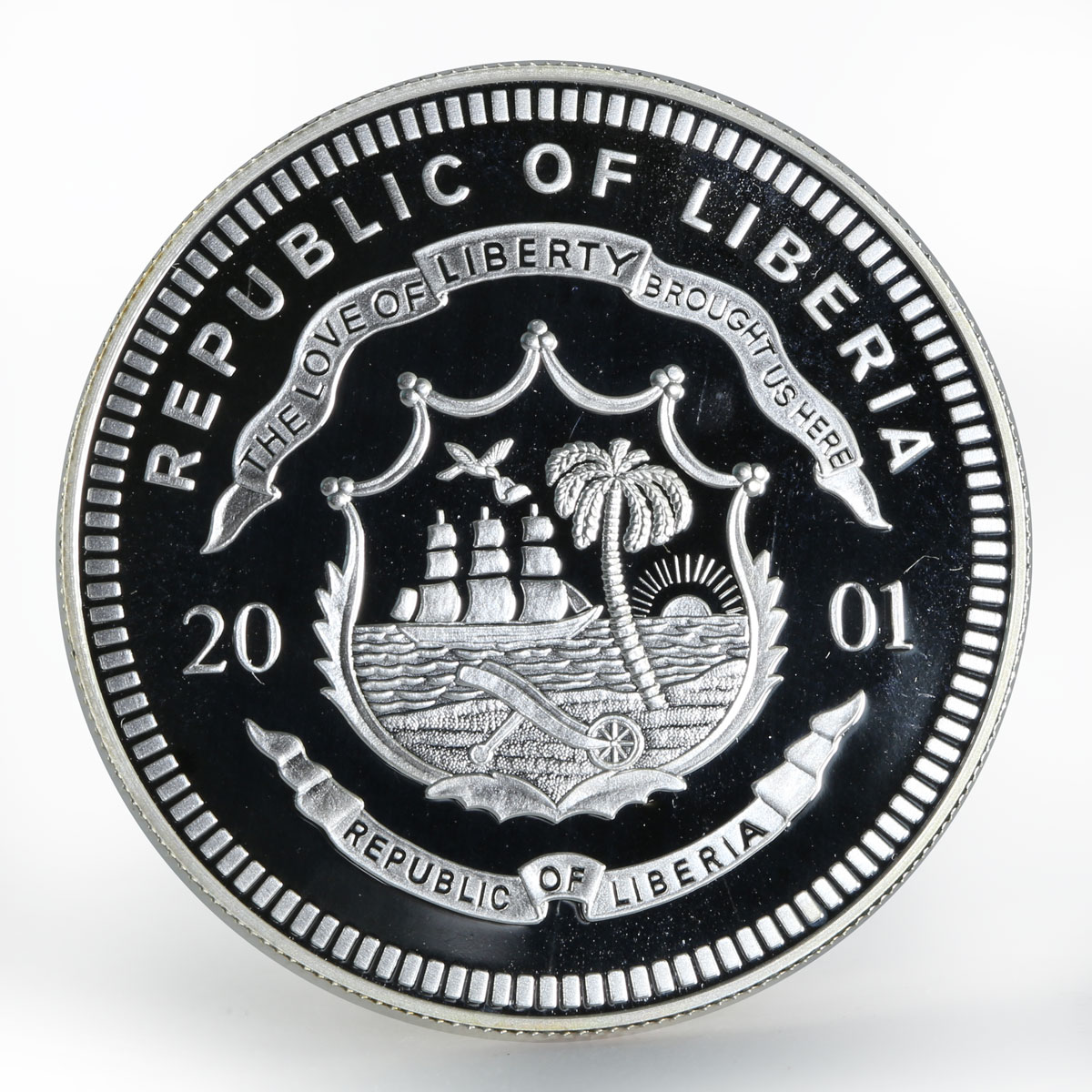Liberia 20 dollars Year of the Snake silver proof coin 2001