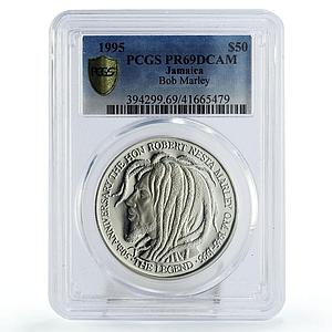 Jamaica 50 dollars 50th birth of Bob Marley PR69 PCGS proof silver coin 1995