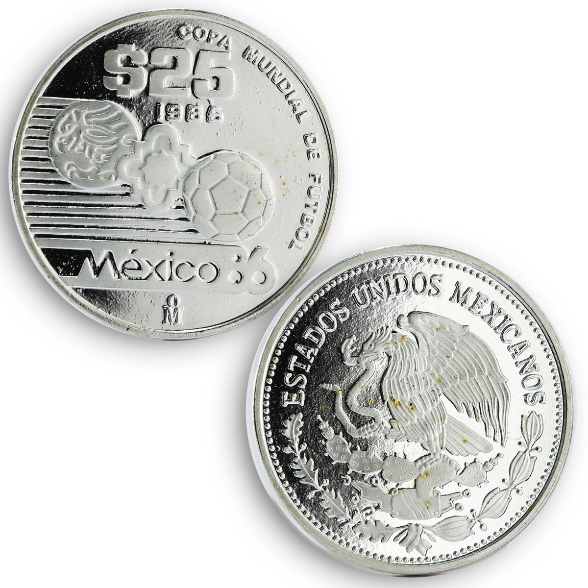 Mexico set of 3 coins 1986 World Championship of Football silver proof coin 1985