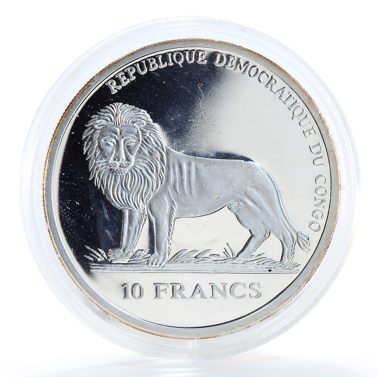 Congo 10 francs Happy babe pig animal silver gilded coin 2006