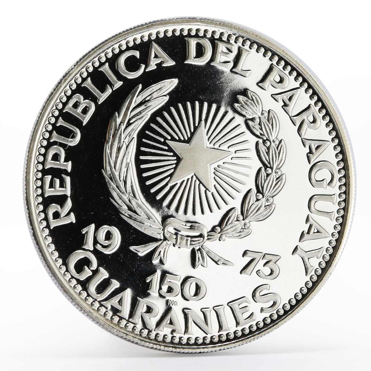 Paraguay 150 guaranies Jose Felix Estigarribia silver coin 1973