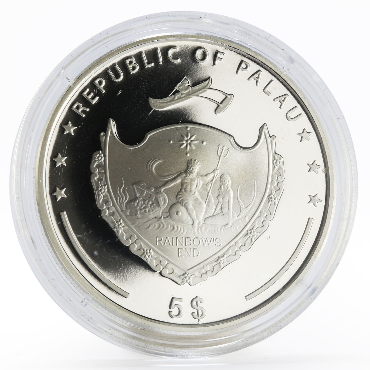 Palau 5 dollars Pinctada Maxima Marine Life Protection silver proof coin 2007