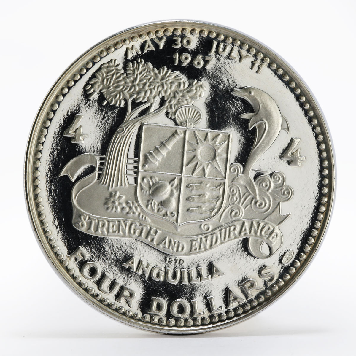 Anguilla 4 dollars Ship Atlantic Star proof silver coin 1970