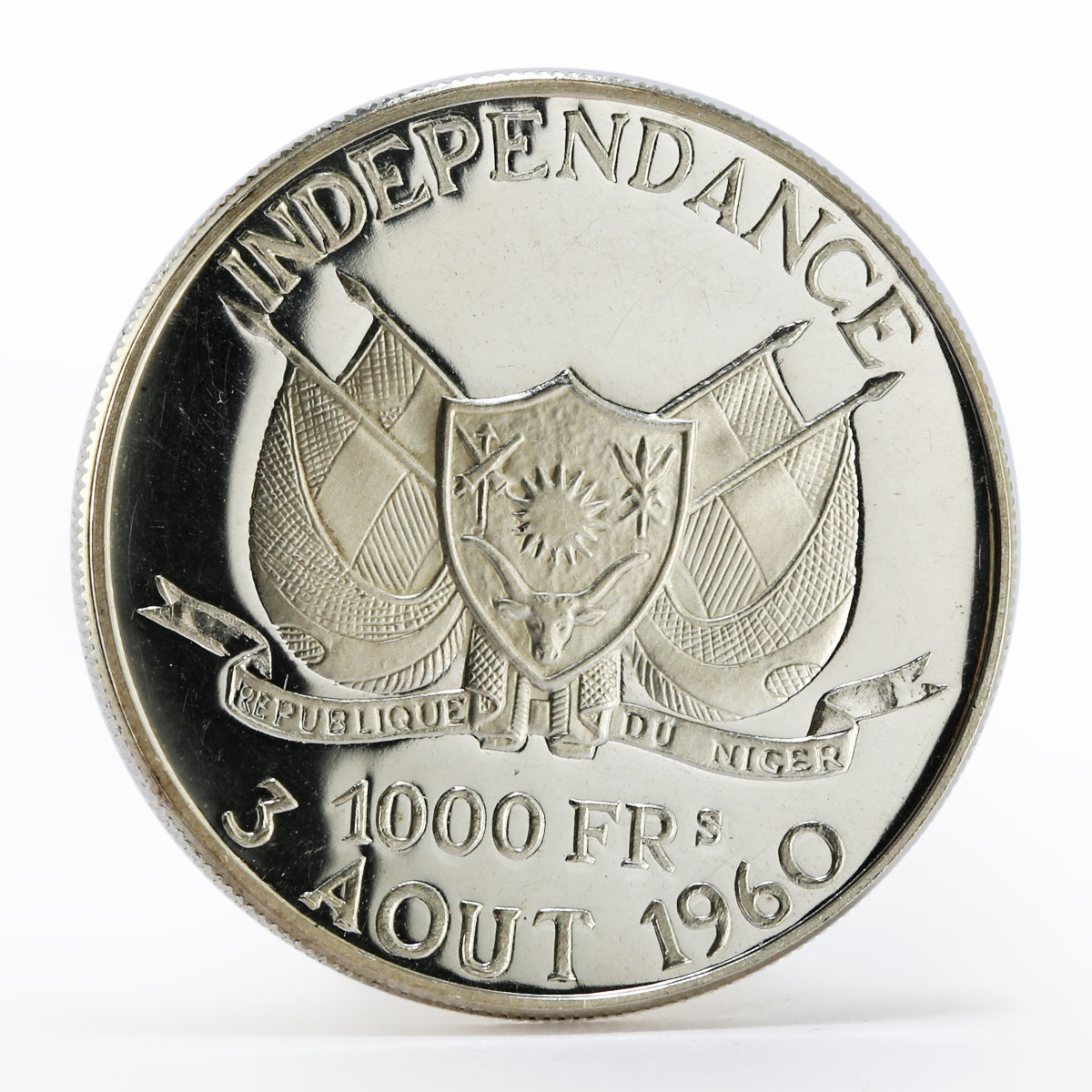 Niger 1000 francs Independence President Diori Hamani silver proof coin 1960