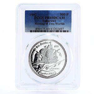 Saharawi 500 pesetas Ship Meeting of Two Worlds PR69 PCGS proof silver coin 1992