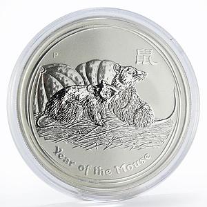 Australia 1 dollar Year Rat KM-1755 Lunar Series 2 Mouse silver coin 2008
