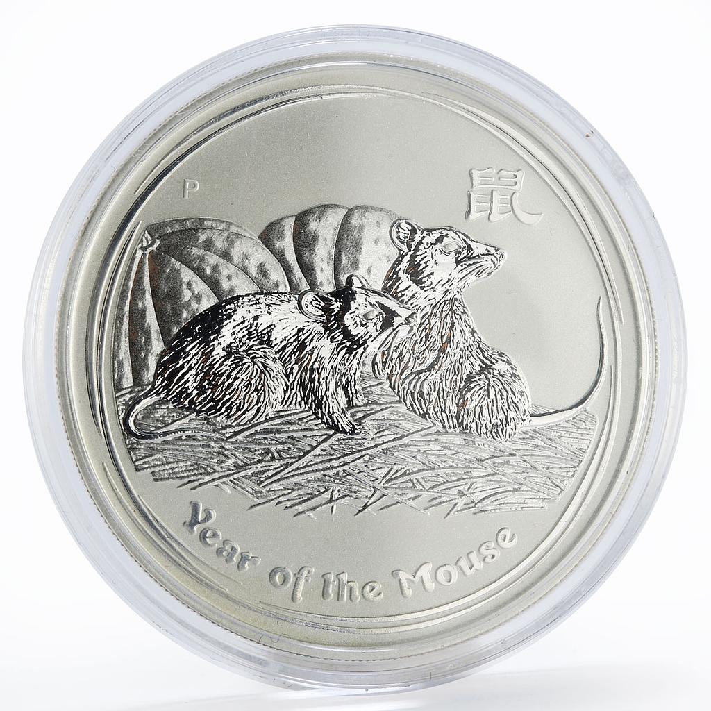 Australia 1 dollar Year Rat KM-1755 Lunar Series 2 Mouse silver coin 2008