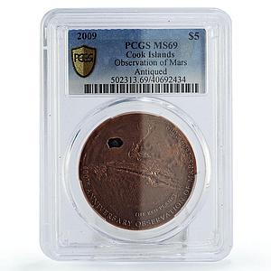 Cook Islands 5 dollars Observation of Mars MS69 PCGS silver coin 2009