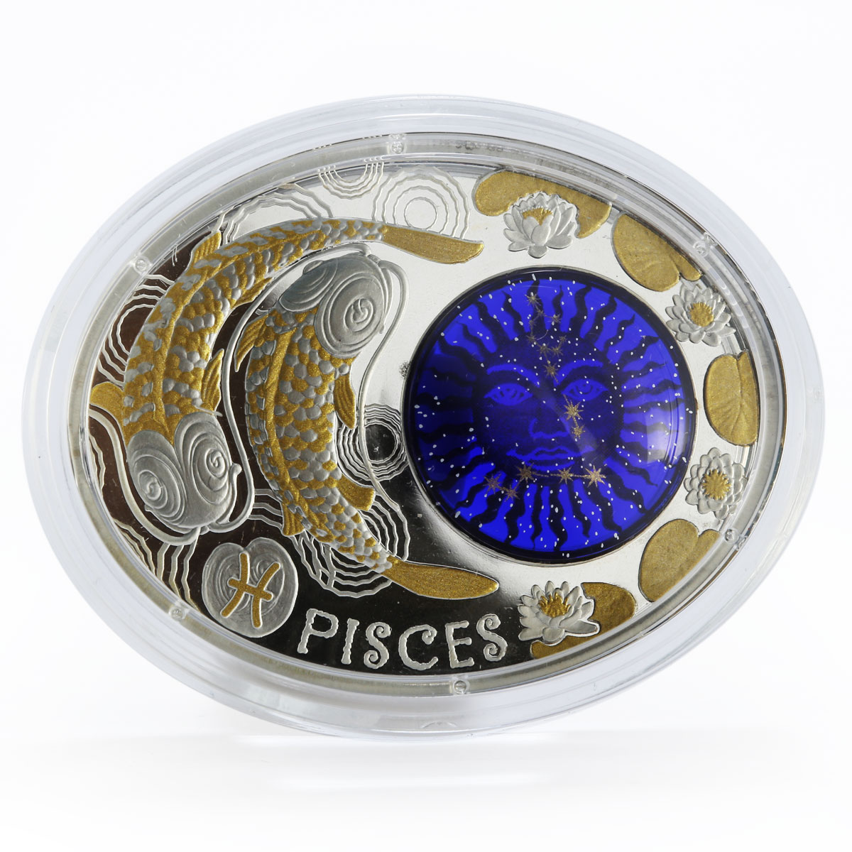Macedonia 10 denari Zodiac Pisces 3D printing Gilded Silver Oval Coin 2015
