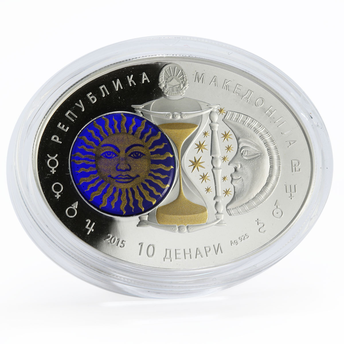 Macedonia 10 denari Zodiac Pisces 3D printing Gilded Silver Oval Coin 2015