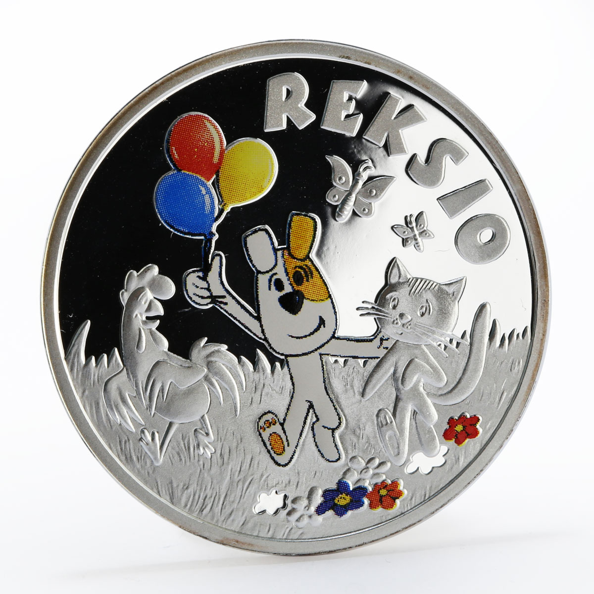 Niue 1 dollar Cartoon Characters Reksio colored proof silver coin 2011