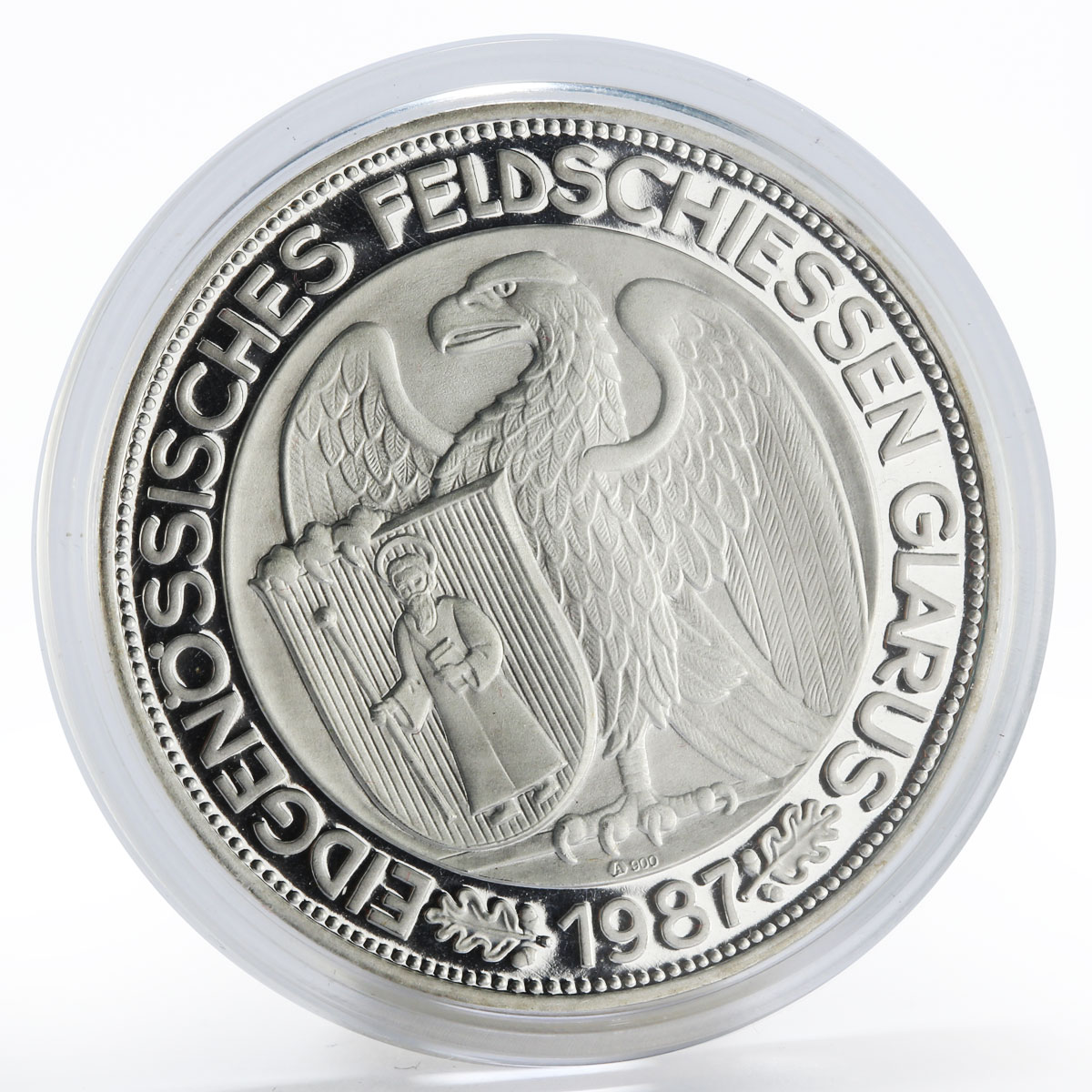 Switzerland 50 francs Glarus Shooting Festival proof silver coin 1987