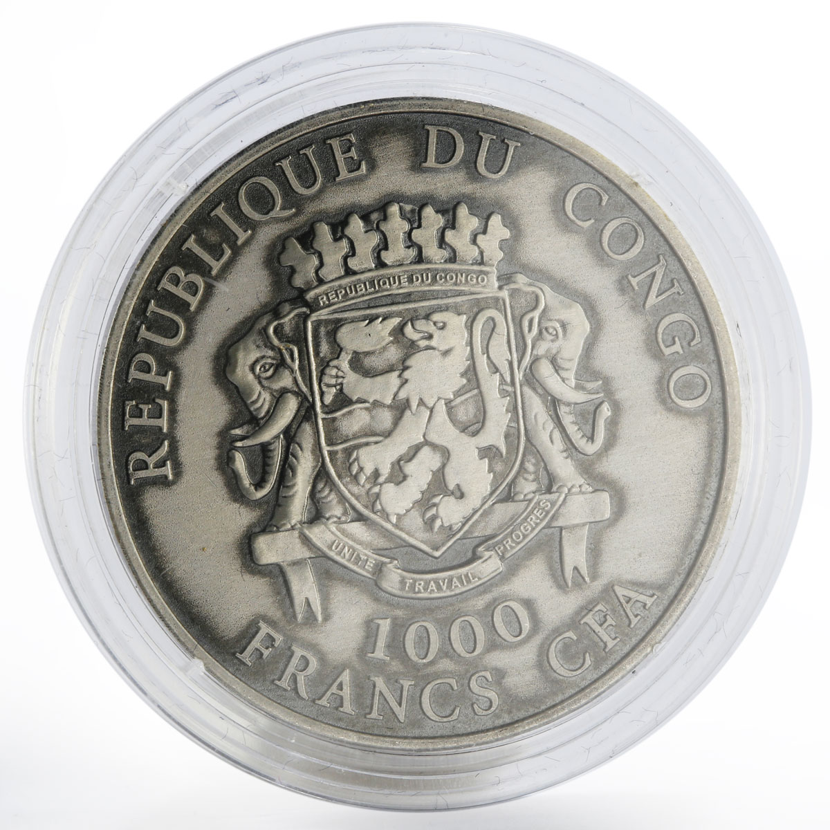 Congo 1000 francs Baptizing of Child gilded silver coin 2010