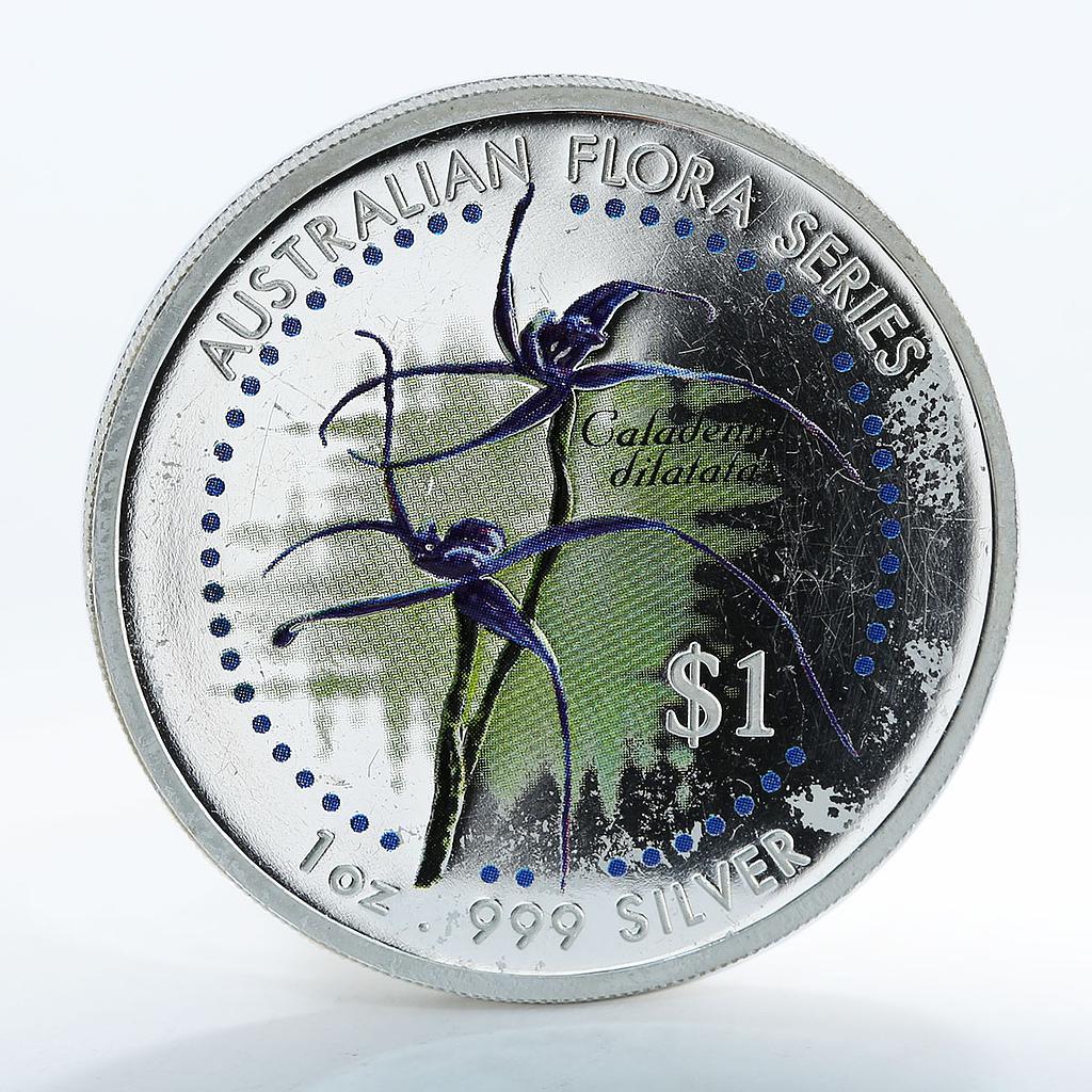 Cook Island 1 dollar Flora Series Caladenia Dilatata 1 Oz Silver Coin 1999