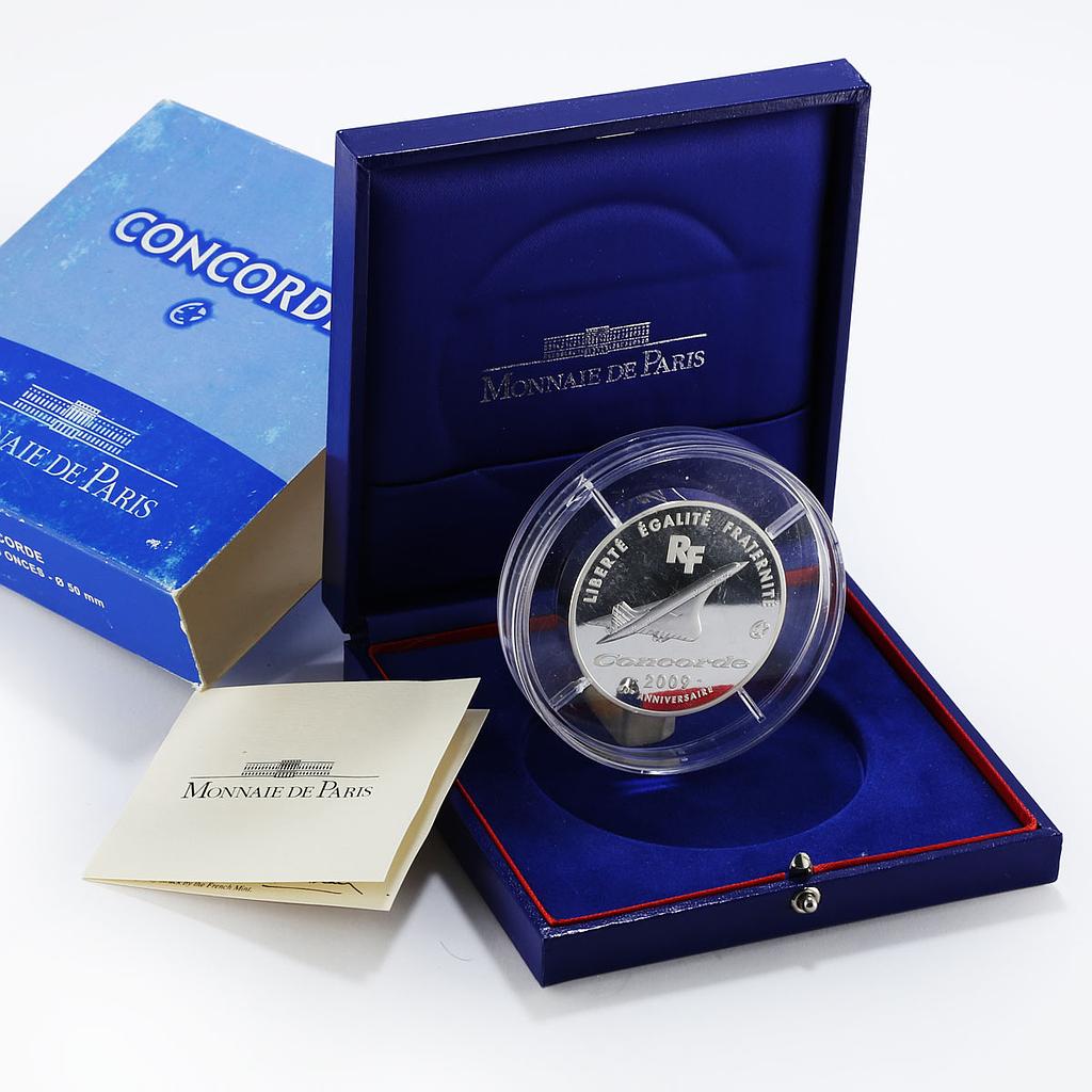 France 50 euro 40th Anniversary of Concorde silver proof coin 2009