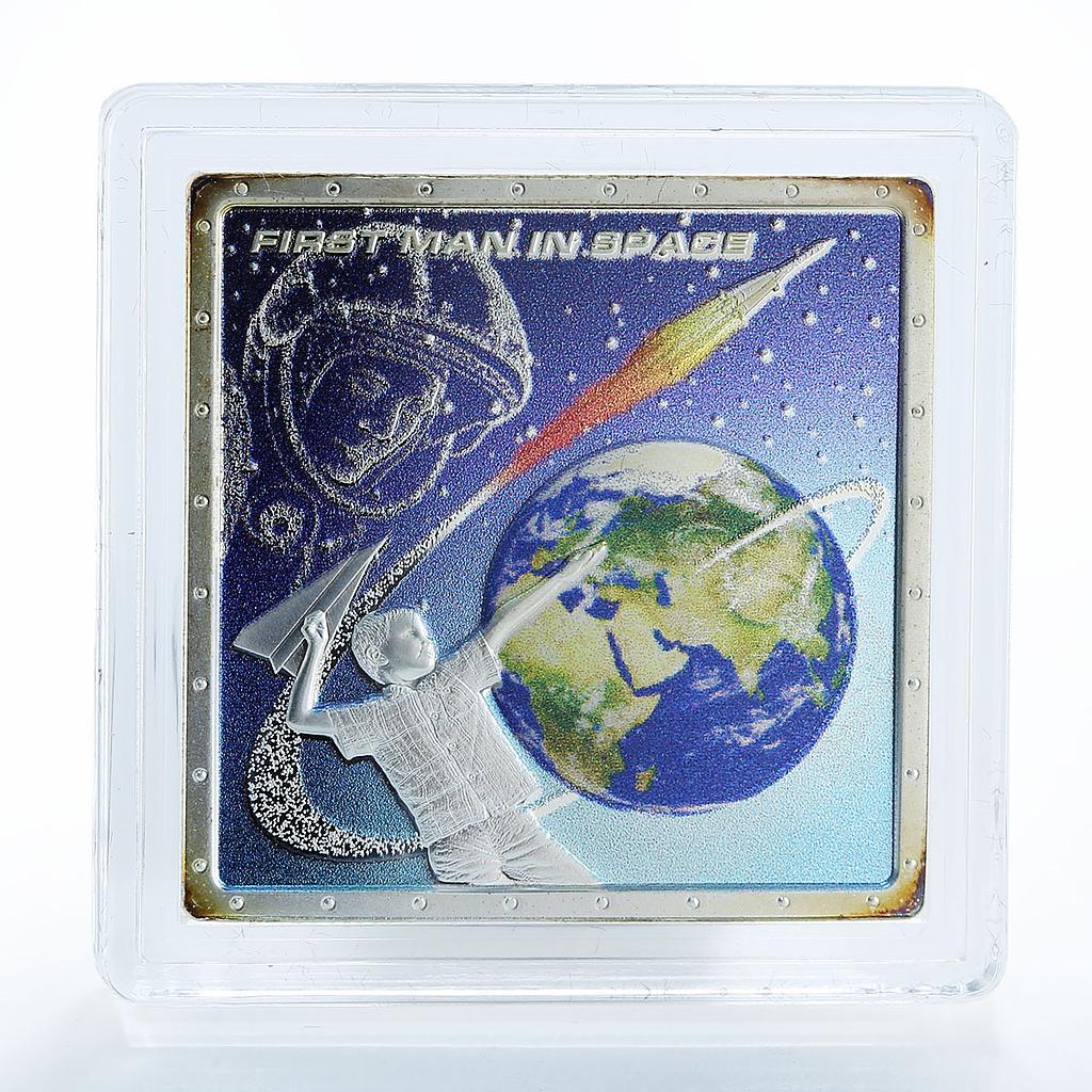 Cook Island 1 Dollar First Man in Space Gagarin square Silver Coloured Coin 2011
