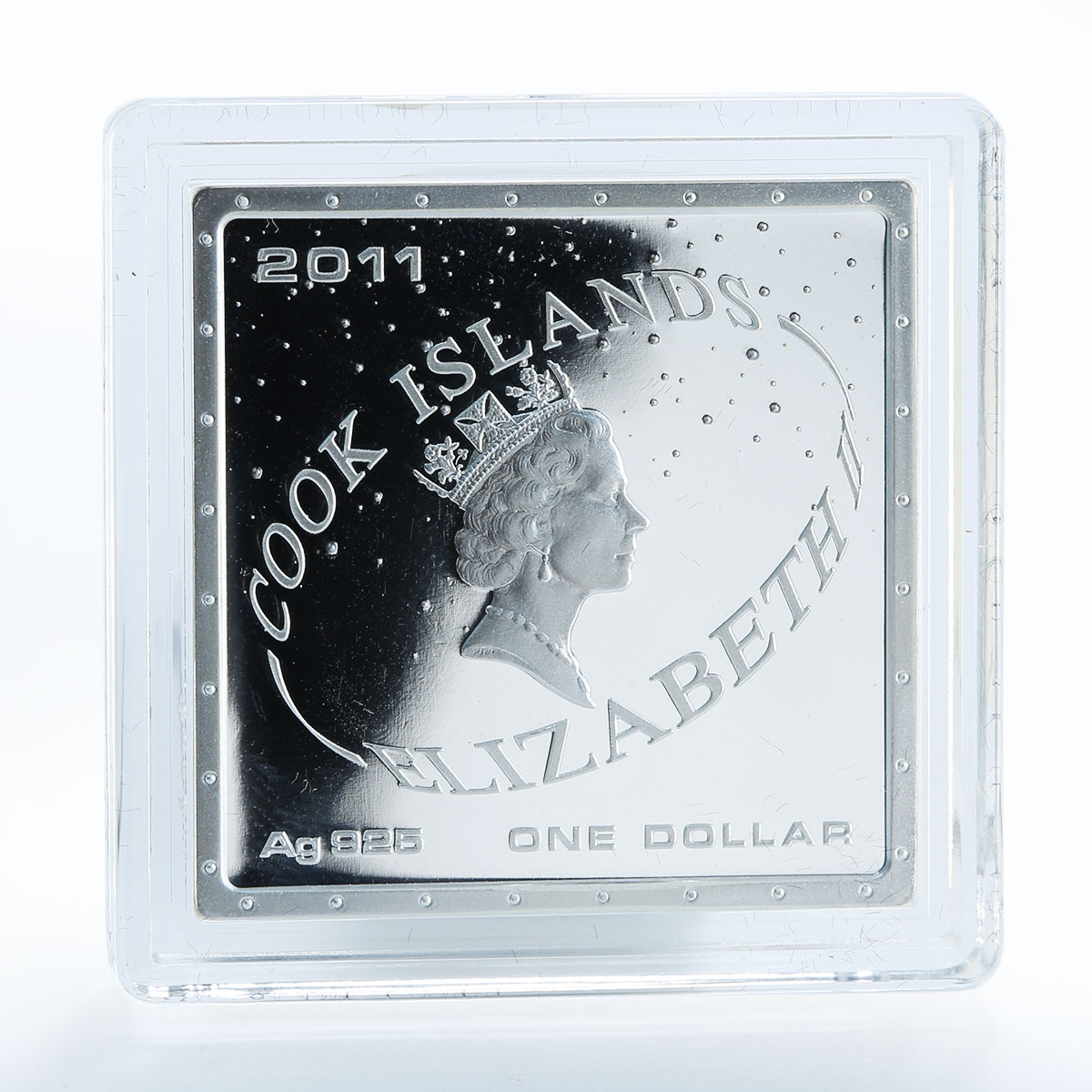 Cook Island 1 Dollar First Man in Space Gagarin square Silver Coloured Coin 2011