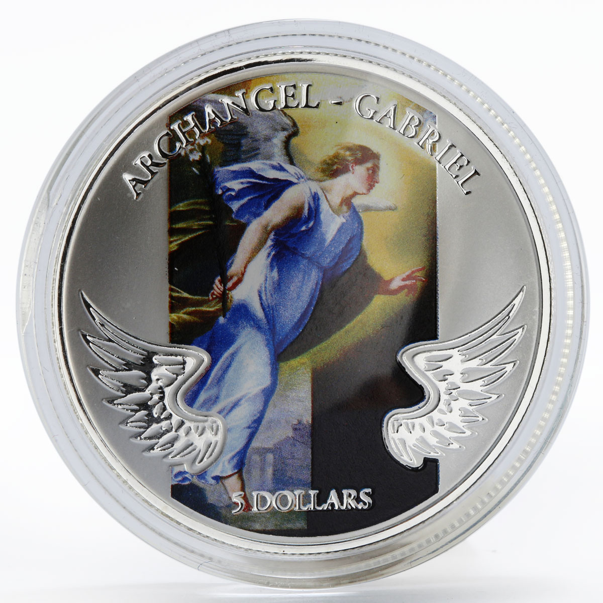 Solomon Islands 5 dollars Archangel Gabriel colored proof silver coin 2011