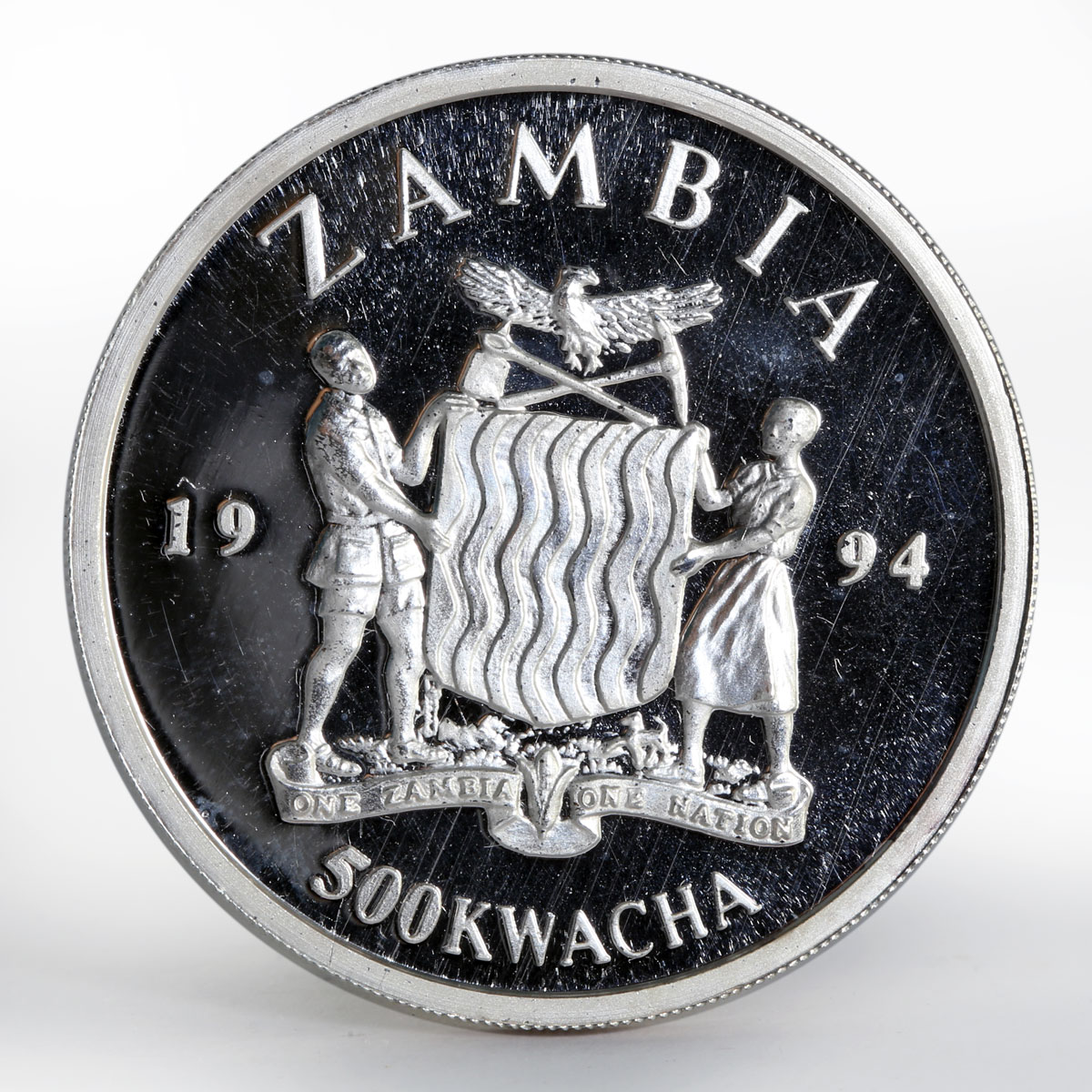 Zambia 500 kwacha Women's Rights proof silver coin 1994