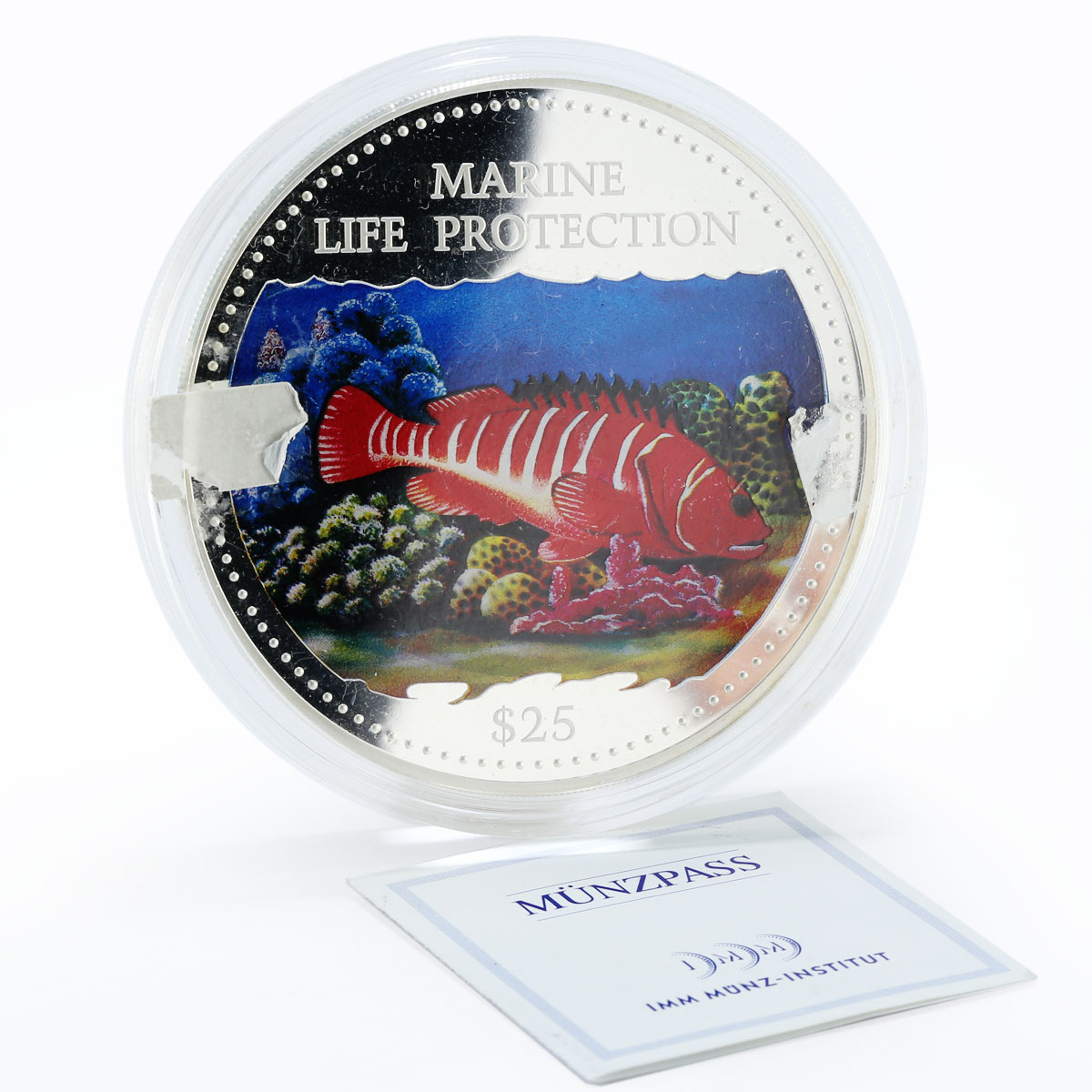Cook Islands 25 dollars Marine Life Multicolor Fish colored proof silver 2000