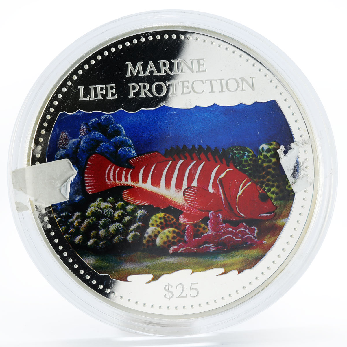 Cook Islands 25 dollars Marine Life Multicolor Fish colored proof silver 2000