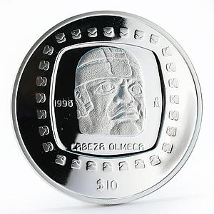Mexico 10 pesos Olmec Series Cabeza Olmeca proof silver coin 1996