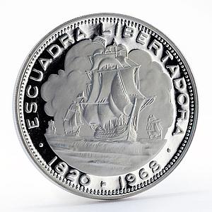 Chile 10 pesos Escuadra Libertadora Ship proof silver coin 1968