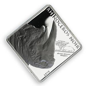 Cameroon 1500 francs Rhinoceros Noir Animal proof silver coin 2010