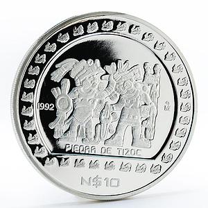 Mexico 10 pesos Piedra de Tizoc proof silver coin 1992