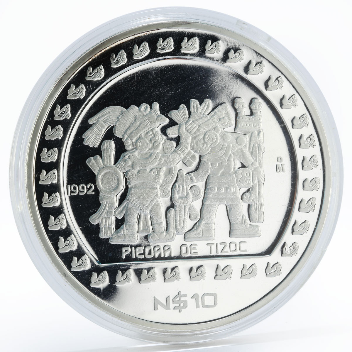 Mexico 10 pesos Piedra de Tizoc proof silver coin 1993