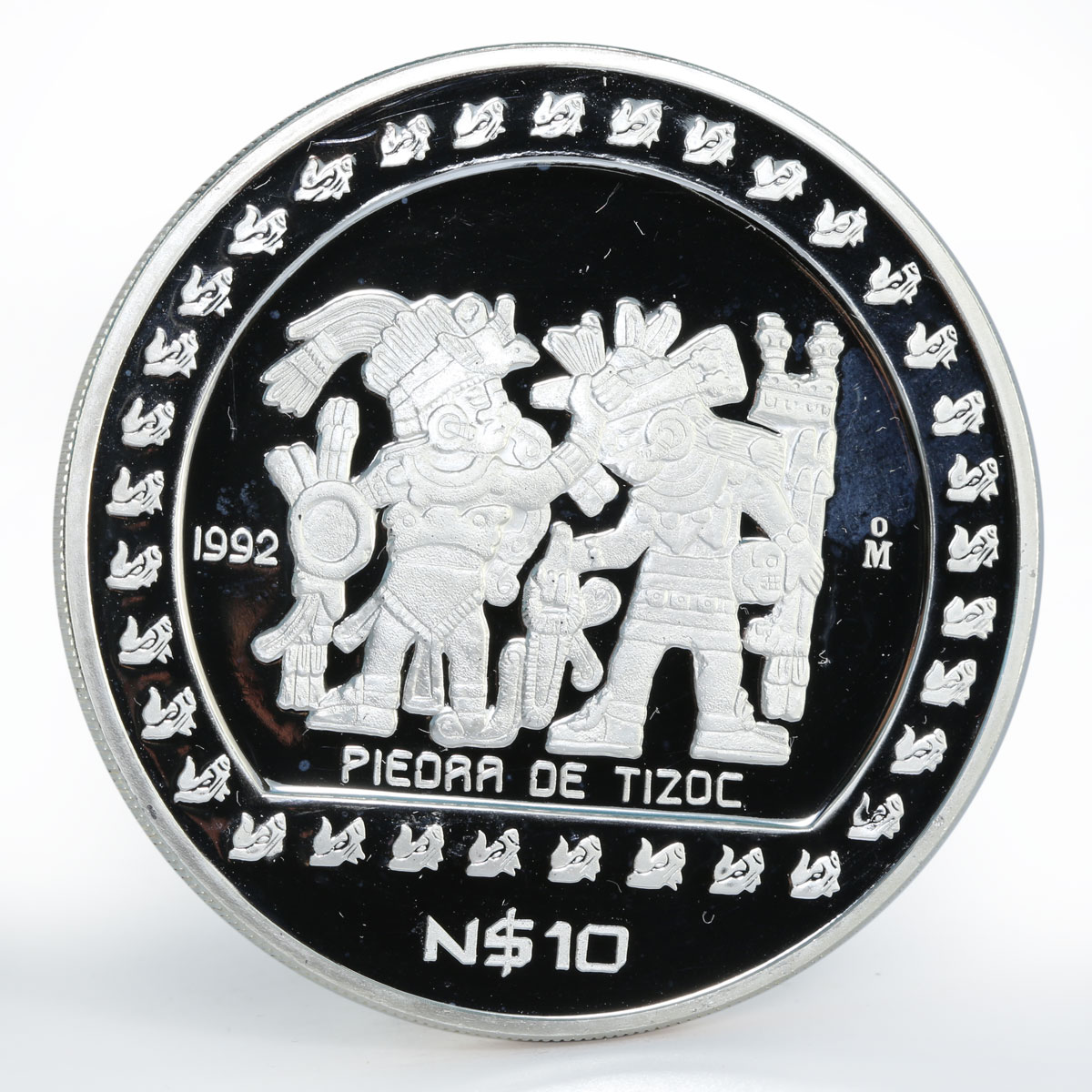 Mexico 10 pesos Piedra de Tizoc proof silver coin 1993