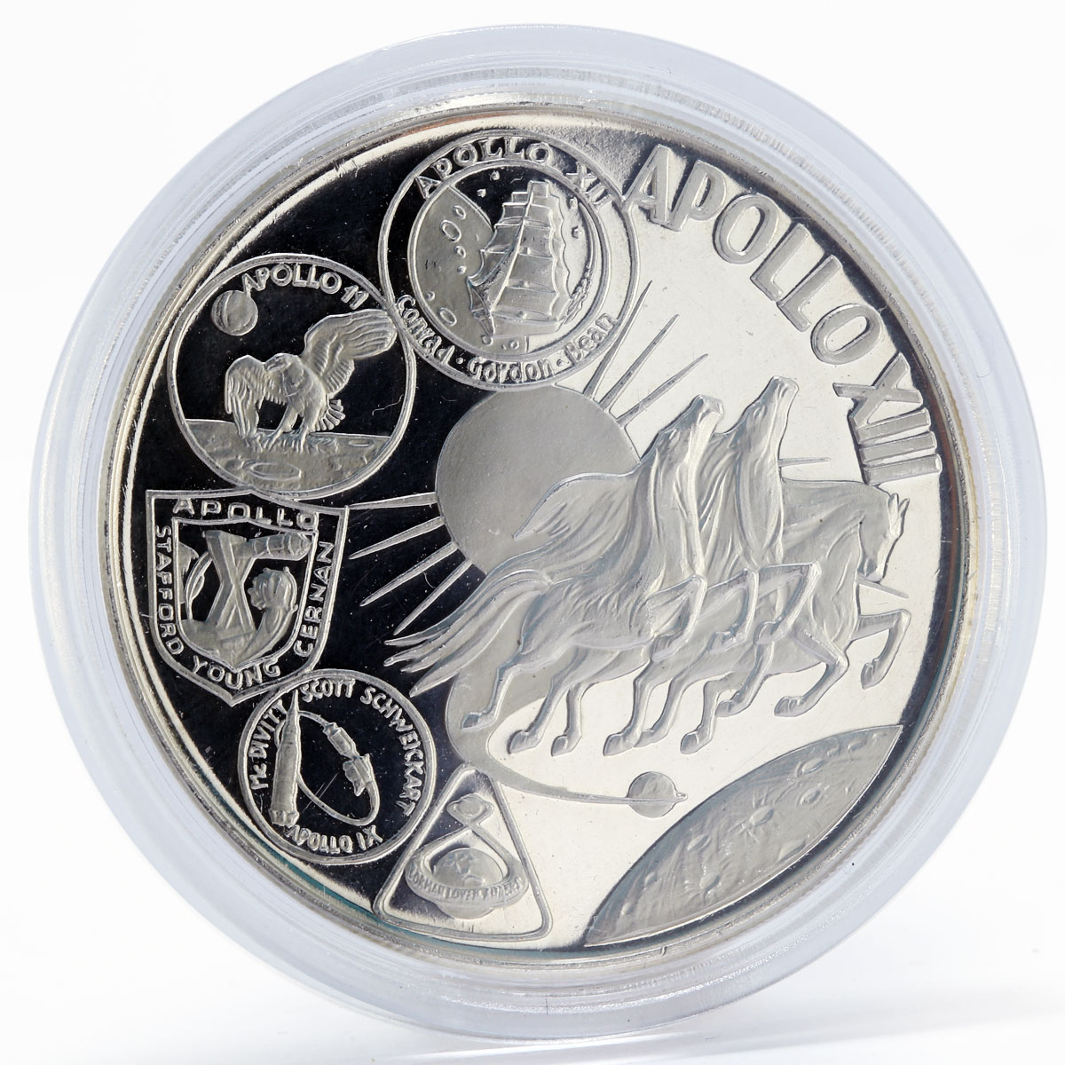Fujairah 10 riyals Apollo XIII Moon Landing Program proof silver coin 1970