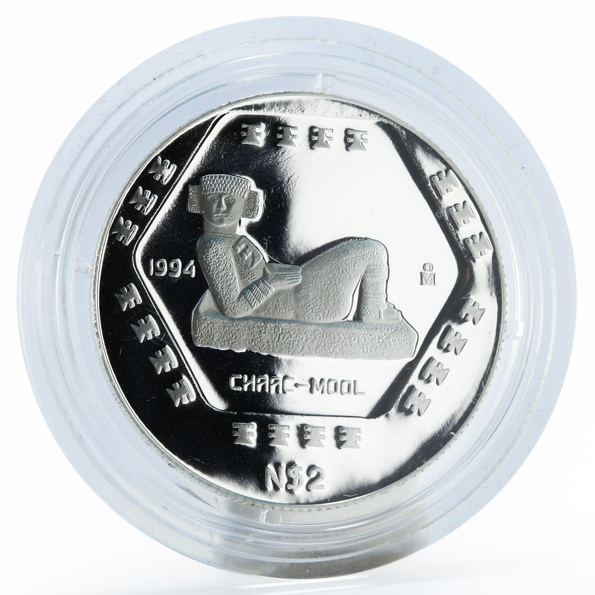 Mexico 2 pesos Olmec Series Chaac-Mool proof silver coin 1994