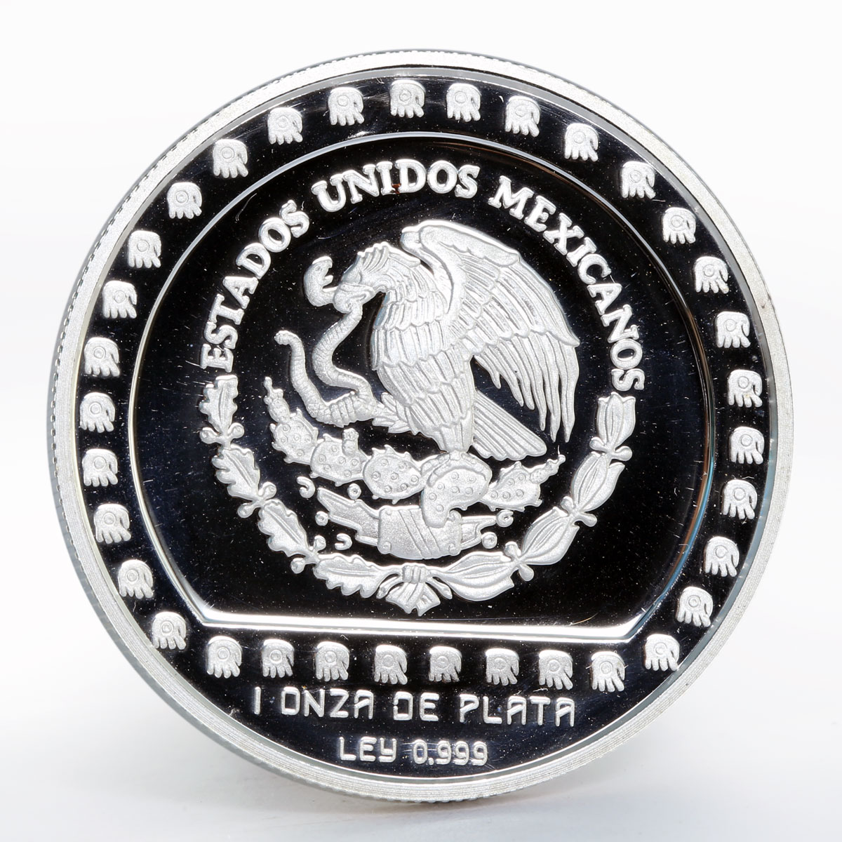 Mexico 5 pesos Baasero Efigie God of Rain proof silver coin 1993