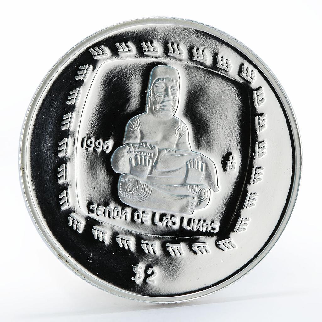 Mexico 2 pesos Olmec Series Senor de las Limas proof silver coin 1996