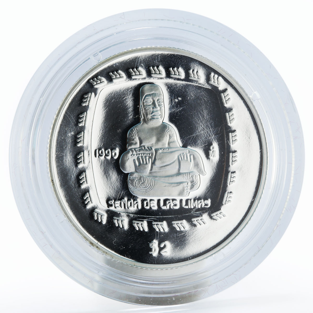 Mexico 2 pesos Olmec Series Senor de las Limas proof silver coin 1996