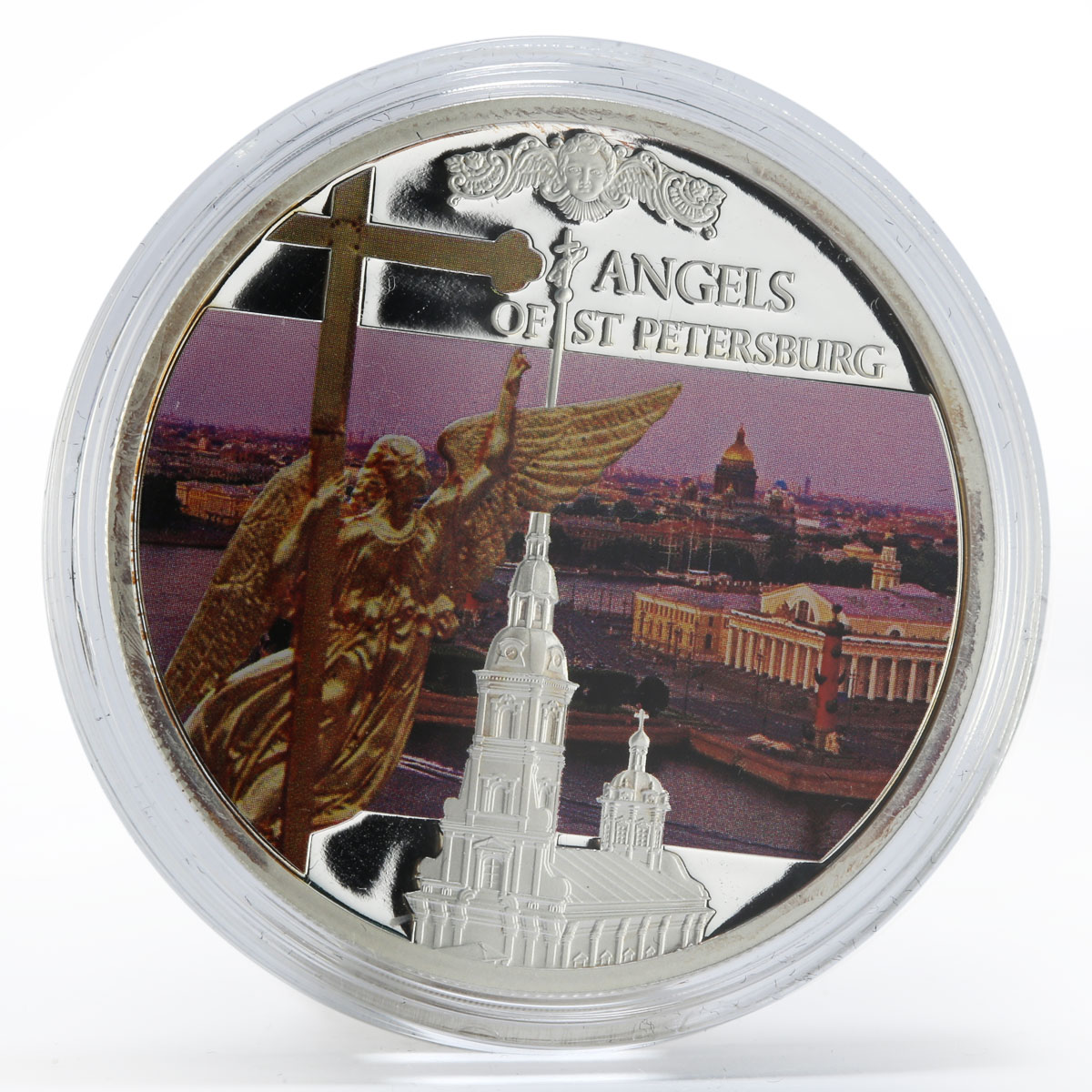 Niue 2 dollars Angels of St. Petersburg colored silver coin 2014