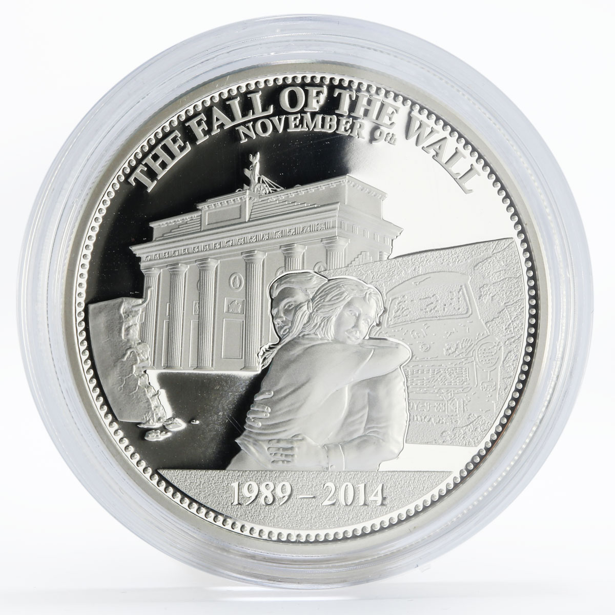 Samoa 10 dollars The Fall of Berlin Wall proof silver coin 2014